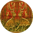 thumbnail image 1 of Ahgly Company Indoor Round Animal Yellow Traditional Area Rugs, 6' Round, 1 of 4