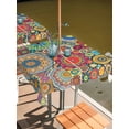 thumbnail image 2 of Outdoor Tablecloths with Umbrella Hole & Zipper, Colorful Ethnic 54x54 Inch Square Tablecloths, National Modern Geometric Blue Green Waterproof Table Cloth, Patio/Pool/Picnic Table Covers, 2 of 8
