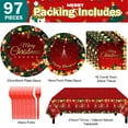 thumbnail image 7 of Merry Christmas Themed Party Supplies, 97 Piece All-in-One Holiday Tableware Kit, Xmas Dinnerware Set with Plates, Napkins, Forks & Tablecloth for 24 Guests, Festive Decor for New Year Dinner, 7 of 7