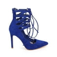 thumbnail image 2 of Liliana DF55 Women Suede Pointy Toe Caged Ankle Gilly Tie Stiletto Pump, 2 of 6