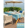 thumbnail image 5 of Outdoor Tablecloths with Umbrella Hole & Zipper, Blue Green Geometric Rectangle Tablecloth 60x120 Inch, Boho Vintage Country Flowers Leaves Waterproof Table Cloth, Patio/Pool/Picnic Table Covers, 5 of 8