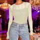 thumbnail image 2 of RKSTN Women's Sparkly Sequin Mesh Long Sleeve Tops Oversized Crewneck Elegant Shiny Penetrating T Shirts Womens Casual Plus Size Round Neck Loose Fits Comfy Tee Prom Party Gathering Elastic Blouses, 2 of 10
