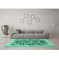 thumbnail image 3 of Ahgly Company Machine Washable Indoor Rectangle Abstract Turquoise Blue Modern Area Rugs, 6' x 9', 3 of 4