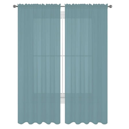 Decotex 2 Piece Elegant Solid Sheer Window Curtain Panels