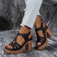 thumbnail image 3 of Rokment Women's Dressy Sandals 2026 Fashion Casual Leather Hollow out T-Strap Platform Chunky Block High Heels Dress Pumps Comfortable Heeled Walking Summer Shoes for Ladies Black Size 6.5, 3 of 6