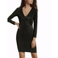 thumbnail image 2 of MODA NOVA Women's Plus Dress V Neck Long Sleeve Above Knee Dresses XS Black, 2 of 7