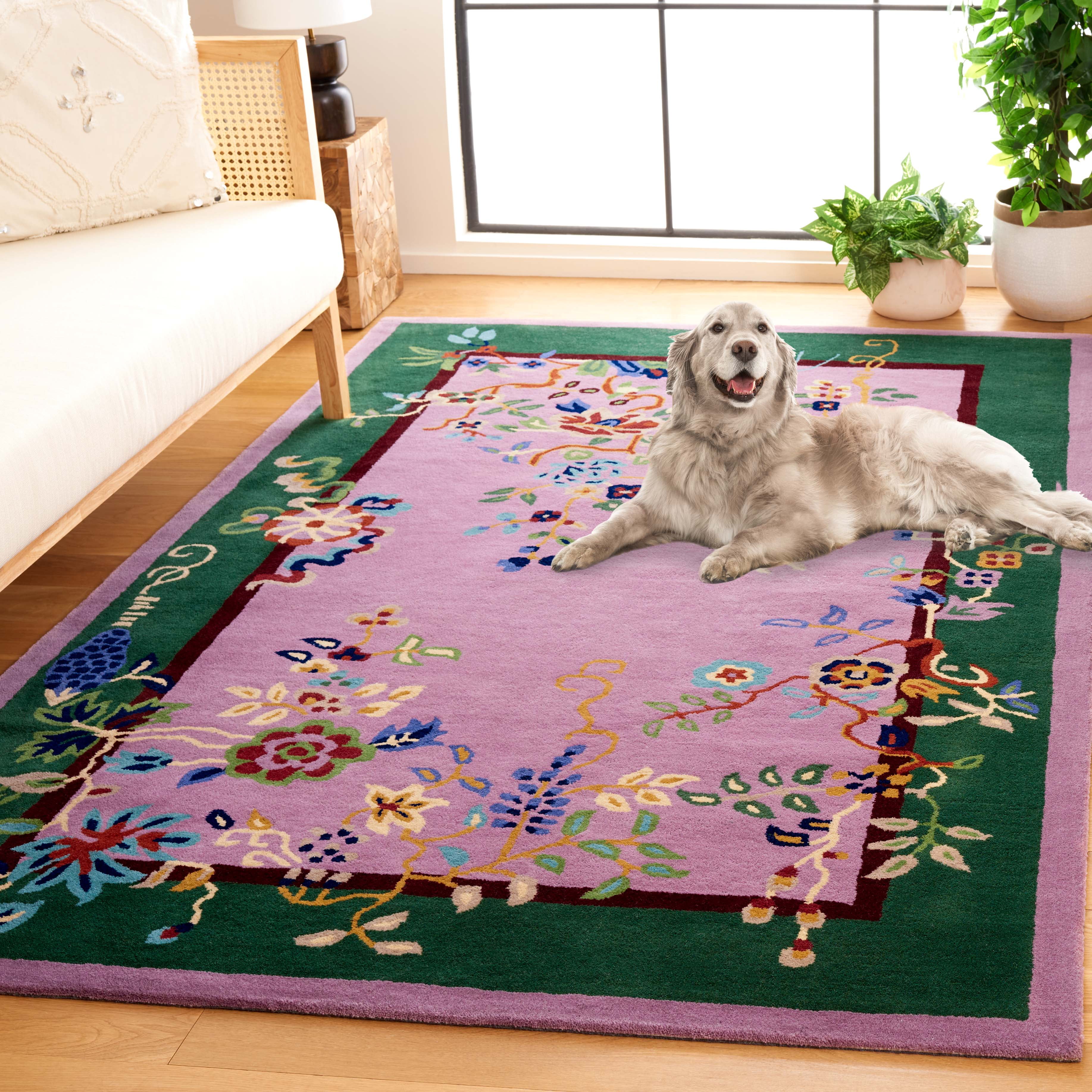 SAFAVIEH Metro Louise Floral Area Rug, Purple/Green, 6' x 6' Square