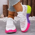 thumbnail image 2 of Womens Walking Tennis Shoes Casual Athletic Workout Gym Non Slip Knit Mesh Sneakers Lace up Comfortable Running Shoes White Size 9, 2 of 6