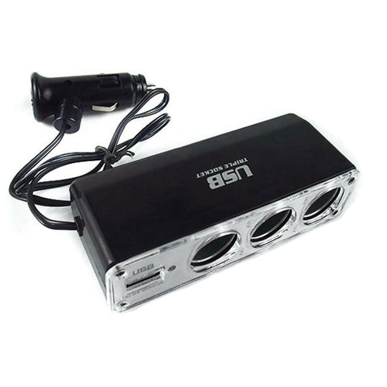 Car Cigarette Multi Socket Triple Splitter Lighter GX Adapter USB Charger  T4S0