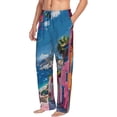 thumbnail image 6 of Pofeuu Colorful Mediterranean Village Print Men's Pajama Pants, Soft Lounge Pajama Pants with big pockets for Men Plaid Pj Bottoms-XX-Large, 6 of 6