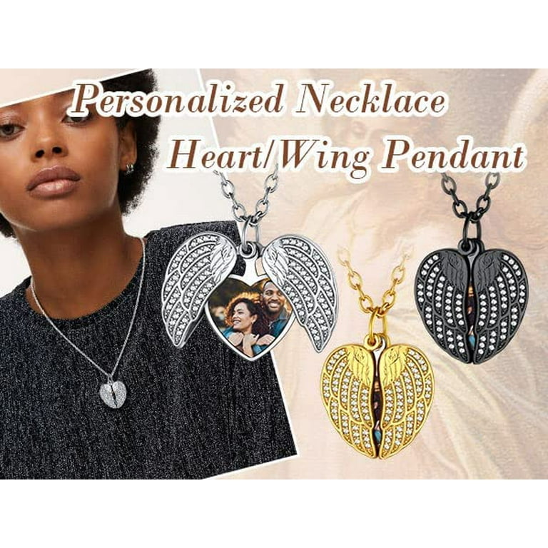 Custom picture necklace shop with angel wings