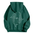 thumbnail image 6 of Fiaer Women Hoodies Long Sleeve Loose Fit Hooded Sweatsirts Drawstring Ocean Theme Graphic Pocket Tops Dark Green XXL, 6 of 6