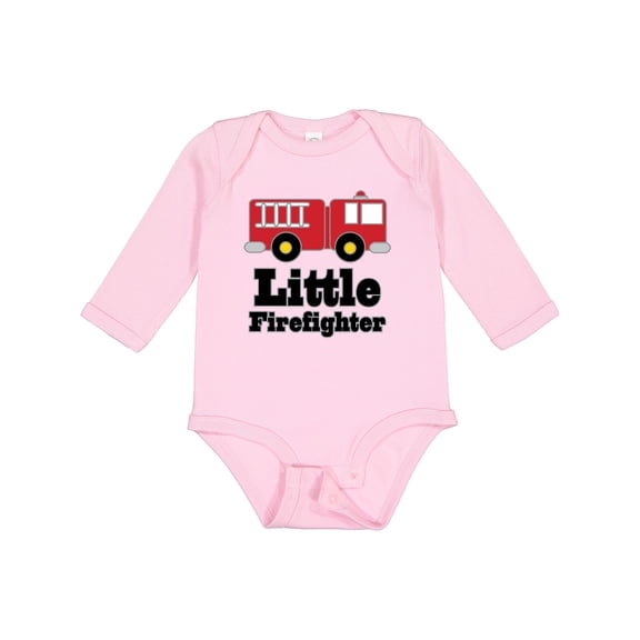 Inktastic Little Firefighter Fire Engine Boys or Girls Long Sleeve Baby Bodysuit