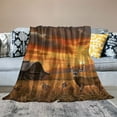 thumbnail image 2 of Fenyluxe Deer Field Sunset Flannel Throw Blanket for Couch Sofa Bed All Seasons Hand Feel 40x50in, 2 of 6