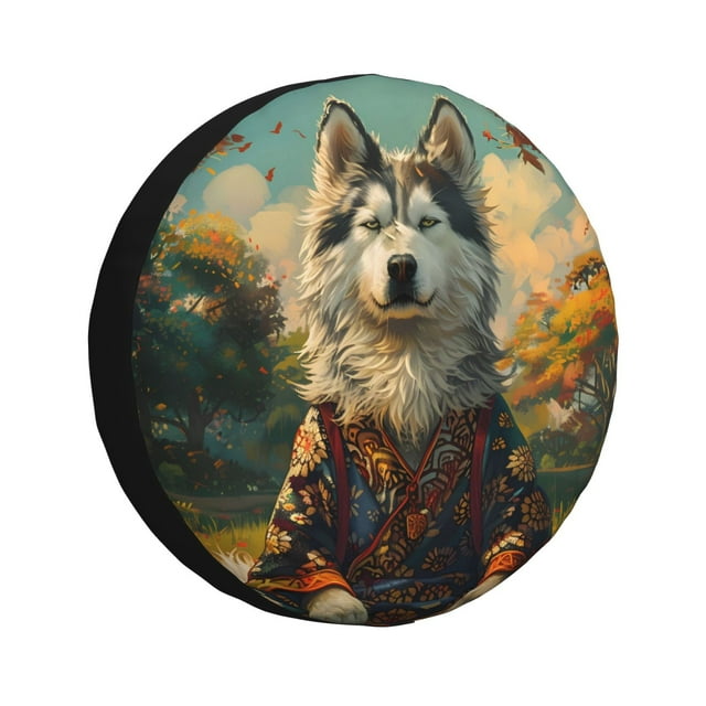 Balery Forest Maple Leaf Husky Cubiertas para Neumáticos - Protector Resistente para Neumáticos de Camioneta, SUV, Remolque, Camper y RV-15 inch