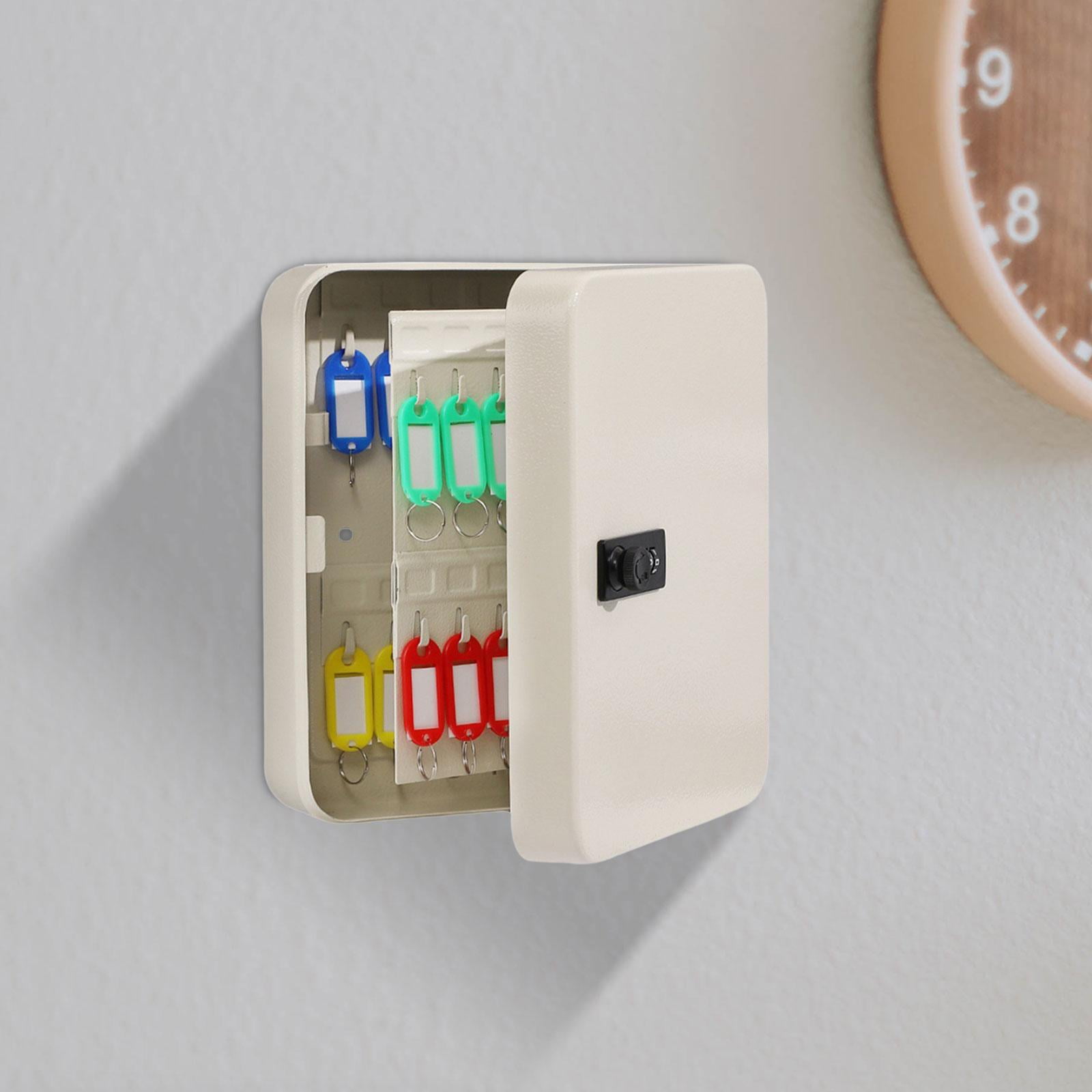 Key Cabinet with Combination Lock, Box Wall Mount with Code, Security Key Box, Key Box Key Holder Lockbox for Office Wall Cabinet White 36 hook