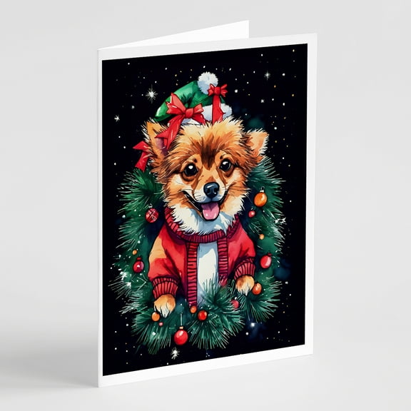 Pomeranian Christmas Greeting Cards Pack of 8 7 in x 5 in