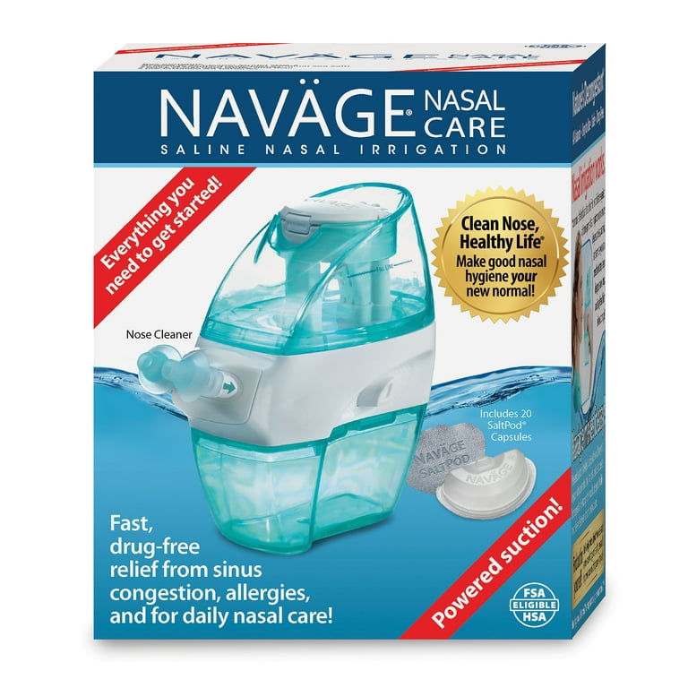 Navage Nasal Care Starter Bundle: Navage Nose Cleaner and 20 SaltPod  Capsules, Blue 