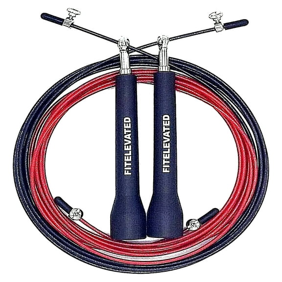 FITELEVATED Adjustable Jump Rope for Men Women and Kids | Skipping Rope, Tangle-Free with Ball Bearing | 2 Speed Rope Cables for CrossFit | Extra-Fast Premium Jumping Rope for Fitness