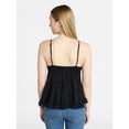 thumbnail image 3 of No Boundaries Button Front Ruffle Lace Trim Cami Top, Women's XXS-XXL, 3 of 5