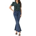 thumbnail image 2 of INSPIRAR CHIC Blusas de Cuello en V para Mujeres Elegante Casual Estampado de Cereza con Solapa Notch Verano Manga Corta XS Verde Oscuro, 2 of 6