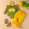 thumbnail image 2 of qiiinnHk Baby Girl Clothes Girl Long Sleeve Bee Print Romper and Pant Set Fall Winter Outfits 0-3 Months,Yellow, 2 of 7