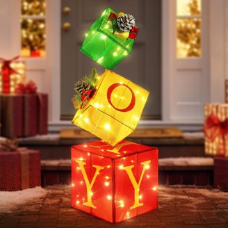 20" Tall Christmas Gift Box Piñata With Green Bow - Holiday Party Pinata For Christmas Decor & Celebrations