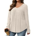 thumbnail image 4 of Maplenight Long Sleeve Shirts for Women Ribbed Knit V-Neck Lightweight Sweaters Casual Tunic Tops Outfits Womens Fall Tops, 4 of 8