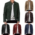thumbnail image 4 of Mens Faux Leather Rider Biker Jackets Retro Outwear Coats Zip Moto Jackets, 4 of 7