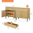 thumbnail image 6 of 63" Wooden Reeded Sideboard with Doors and Drawers, 2-In-1 Modern Credenza Storage Cabinet for Kitchen, Dining Room, 6 of 8
