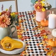 thumbnail image 4 of Burlap Table Runner 36 Inches Long,Thanksgiving Pumpkin Fall Maple Leaves Orange Watercolor Non-Slip Kitchen Table Runners for Dining Room Everyday Use Party Table Decorations Black Plaid, 4 of 9