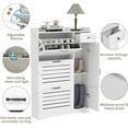thumbnail image 4 of Shoe Storage Cabinet with 3 Flip Drawers, Freestanding Hidden Wooden Shoe Storage, Drawer & Adjustable Shelves, Slim Shoe Organizer for Entryway, Modern Shoe Cabinet for Hallway, bedroom, White, 4 of 8
