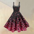 thumbnail image 4 of Valentines Dresses for Women Heart Printed Mini Dress Fit and Flare Sleeveless Wedding Guest Dresses Watermelon Red M, 4 of 5