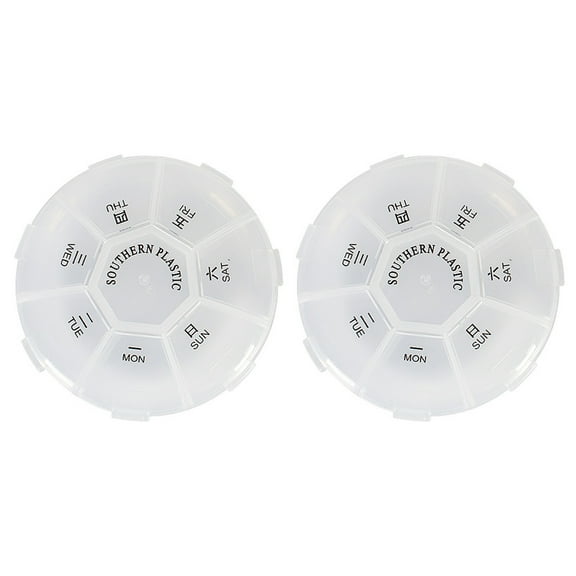 Hariumiu Pill Organizer 2Pcs Pill Case Round Multi-purpose Mini See-through Lid Weekly Pill Container for Travel