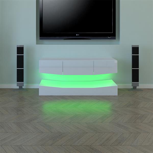 2Layer TV Stand for 50 Inch TV, Modern High Glossy TV with LED