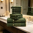 thumbnail image 2 of Btomtd Star Embroidered Bath Towels Set, Set of 8, 2 Bath Towels & 2 Hand Towels & 4 Square Towels, Soft & Absorbent, Army Green, 2 of 6
