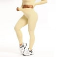 thumbnail image 4 of Leggings de entrenamiento para mujer: color liso, cintura elástica, poliéster, corte ajustado, pantalones deportivos informales de verano para correr/yoga, tallas S-M-L, 4 of 6