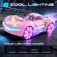 thumbnail image 4 of JoyStone RC Drift Car for Kids, 2.4GHz Remote Control Stunt Car with Spray Mist, LED Lights and Music, 2 Rechargeable Batteries, Gift for Boys Girls, Pink, 4 of 10