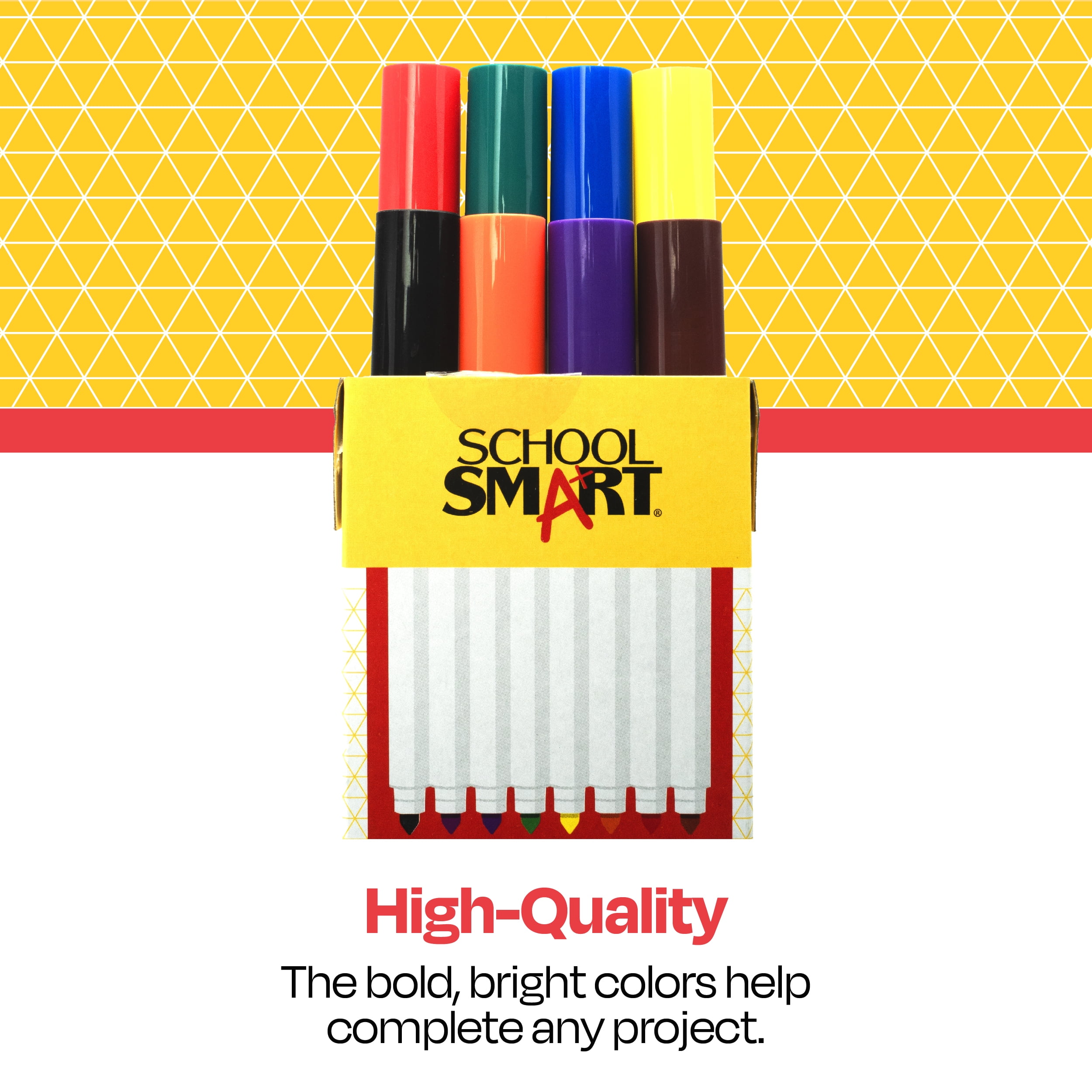 School Smart Conical Tip Washable Markers for School, Home, and More,  Assorted Colors, Pack of 8