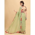 thumbnail image 2 of Green & Red Floral Embroidered Pure Georgette Saree - 14695332, 2 of 6