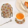 thumbnail image 2 of 6 Pcs Drink Coasters with Holder 3.94in Woven Coasters for Drinks Colored Autumn Leaves Coaster Set for Protection Table, 2 of 7