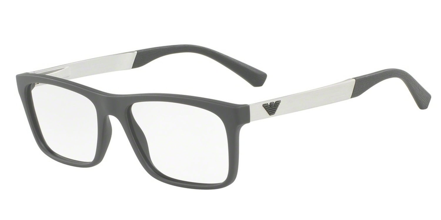Emporio Armani Men's EA3101 5559 53 Rectangle Plastic Grey Clear
