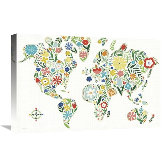 Global Gallery's 'Floral World White' By Michael Mullan Stretched Canvas Wall Art