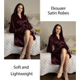 thumbnail image 2 of Ekouaer Silky Robes for Women Satin Knee Length Bride Bridesmaid Wedding Party Bathrobe Lightweight Sexy Sleepwear with Pockets, 2 of 5