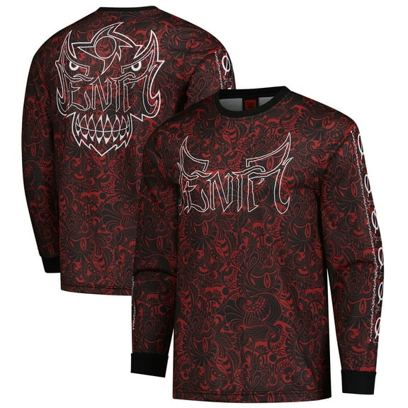 Men's Black/Red Penta Stained Ink Long Sleeve T-Shirt