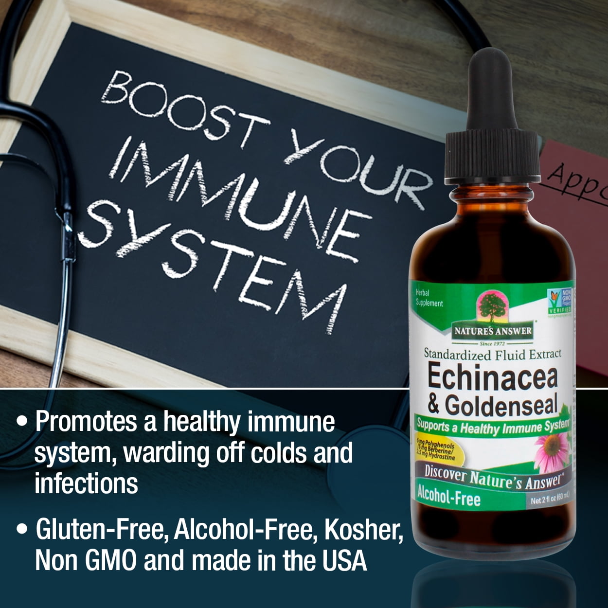 Nature's Answer Echinacea and Goldenseal Root 2oz Alcohol Free