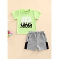 thumbnail image 3 of Newborn Boy Short Sleeve Letter Print Tops + Elastic Waist Shorts Summer Clothing, 3 of 9