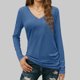 thumbnail image 1 of Xuyuer Women's V-Neck Long Sleeve Slim Drape Hem Solid Color Casual Blouse, Flowy T-Shirt Top for Business Casual, Dinner Dates and Elegant Daily Fashion, 1 of 5