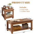 thumbnail image 4 of Leyaoyao Farmhouse Coffee Table Set of 3, Rustic Wood Coffee Table & 2 Side Tables with Open Shelf, Living Room Table Sets, Brown, 4 of 7