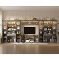 thumbnail image 5 of MEISSALIVVE 4-Piece Wall Unit TV Stand with Storage & LED Lights for TVs up to 75", Modern Entertainment Center with Bookshelves & 8-Door Pantry Cabinet, Gray, 5 of 7